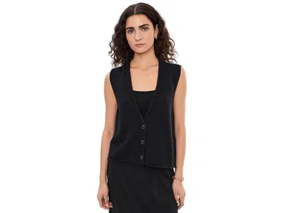 Eileen Fisher Peruvian Cotton Blend V-neck Vest In Black