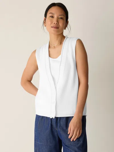 Eileen Fisher Peruvian Cotton Blend V-neck Vest In White