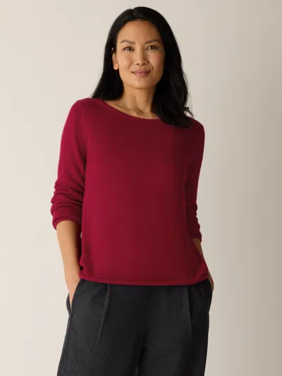 Eileen Fisher Peruvian Cotton Blend Bateau Neck Top In Brown