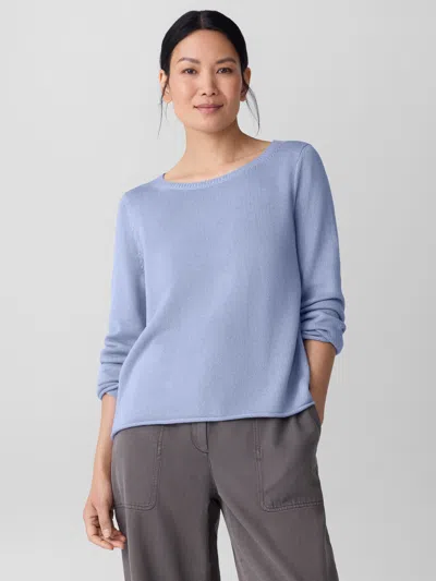 Eileen Fisher Peruvian Cotton Blend Bateau Neck Top In Gray