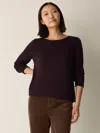 Eileen Fisher Peruvian Cotton Blend Bateau Neck Top In Purple