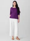 Eileen Fisher Peruvian Cotton Blend Bateau Neck Top In Purple