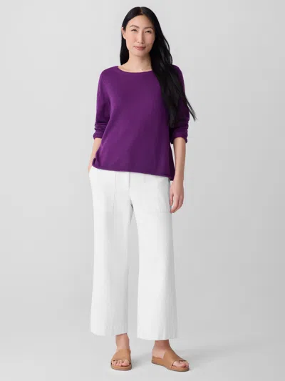 Eileen Fisher Peruvian Cotton Blend Bateau Neck Top In Purple