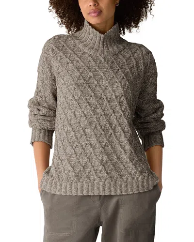 Eileen Fisher Peruvian Cotton Boucle Blend Turtleneck Sweater In Gray