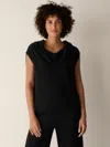 Eileen Fisher Peruvian Cotton Cloud Drape Neck Vest In Black