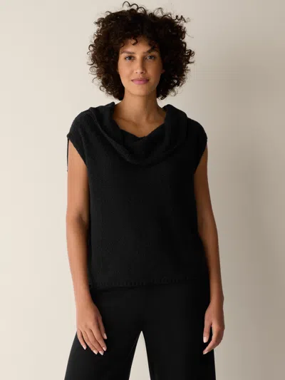 Eileen Fisher Peruvian Cotton Cloud Drape Neck Vest In Black