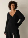 Eileen Fisher Peruvian Cotton Cloud V-neck Cardigan In Black