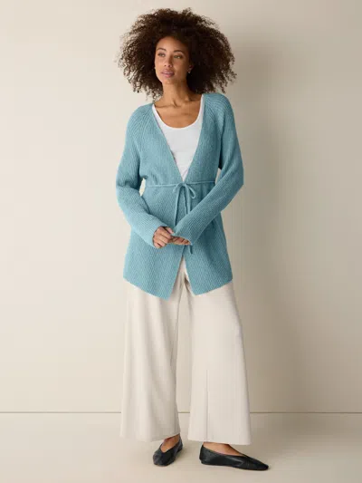 Eileen Fisher Peruvian Cotton Cloud V-neck Cardigan In Seafoam