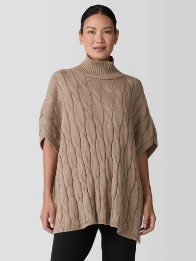 Eileen Fisher Peruvian Organic Cotton Alpaca Poncho In Brown