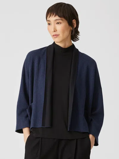 Eileen Fisher Peruvian Organic Cotton Blend Cardigan In Blue