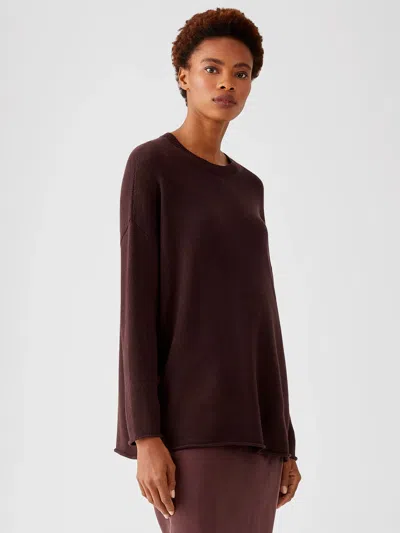 Eileen Fisher Peruvian Organic Cotton Blend Crew Neck Tunic In Brown