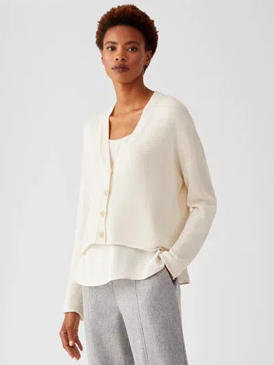 Eileen Fisher Peruvian Organic Cotton Blend Cropped Cardigan In Neutral