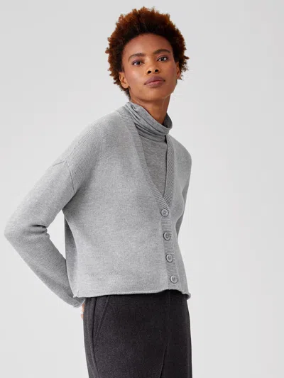 Eileen Fisher Peruvian Organic Cotton Blend Cropped Cardigan In Gray