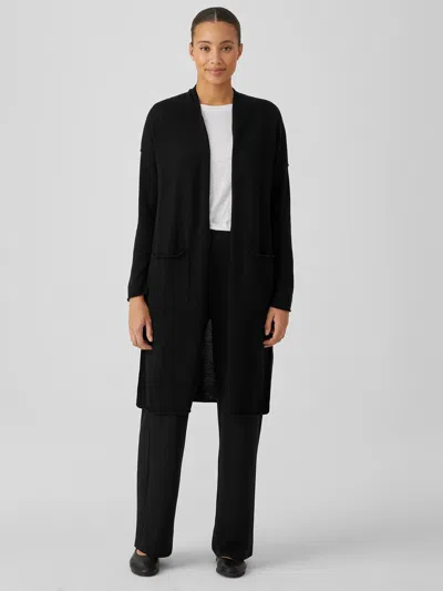 Eileen Fisher Peruvian Organic Cotton Blend Long Cardigan In Black