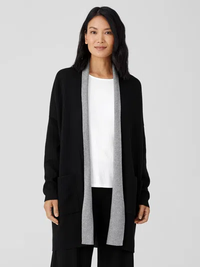 Eileen Fisher Peruvian Organic Cotton Blend Long Cardigan In Black
