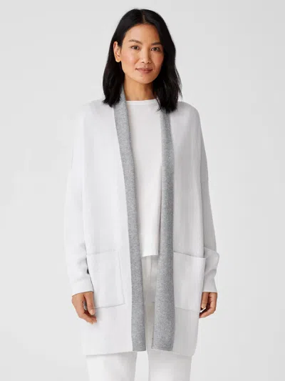 Eileen Fisher Peruvian Organic Cotton Blend Long Cardigan In White