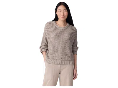 Eileen Fisher Peruvian Organic Cotton Cord Crew Neck Sweater In Gray