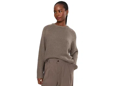 Eileen Fisher Peruvian Organic Cotton Cord Crew Neck Sweater Women's Sweater Cobblestone: Md In Red