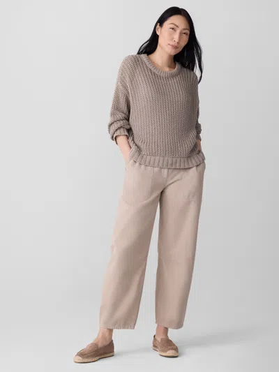 Eileen Fisher Peruvian Organic Cotton Cord Crew Neck Top In Neutral