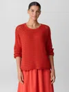 Eileen Fisher Peruvian Organic Cotton Cord Crew Neck Top In Red