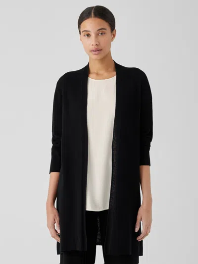 Eileen Fisher Peruvian Organic Cotton Crepe Cardigan In Black