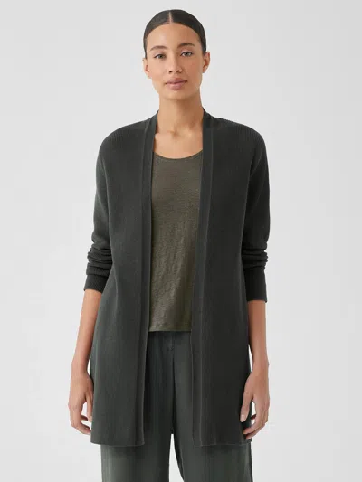 Eileen Fisher Peruvian Organic Cotton Crepe Cardigan In Green