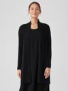 Eileen Fisher Peruvian Organic Cotton Crepe Long Cardigan In Black