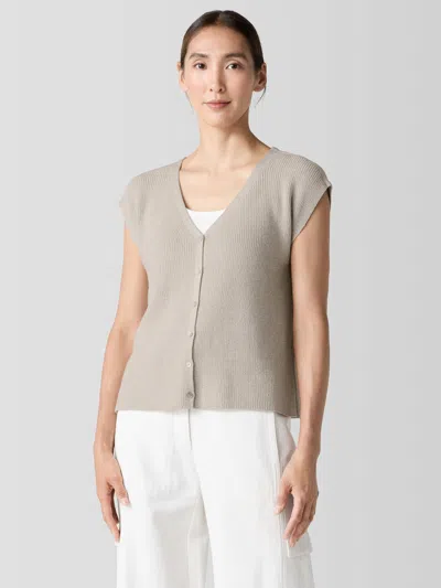Eileen Fisher Peruvian Organic Cotton Crepe Vest In Black/ivory