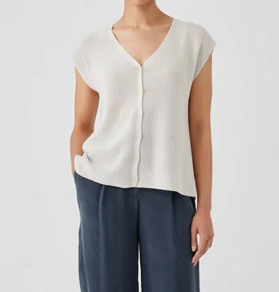 Eileen Fisher Peruvian Organic Cotton Crepe Vest In Bone In Beige