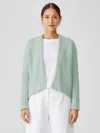 Eileen Fisher Peruvian Organic Cotton Crimp Cardigan In Green