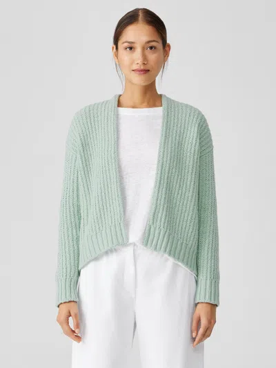Eileen Fisher Peruvian Organic Cotton Crimp Cardigan In Green