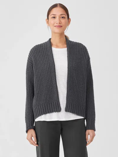 Eileen Fisher Peruvian Organic Cotton Crimp Cardigan In Gray