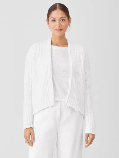 Eileen Fisher Peruvian Organic Cotton Crimp Cardigan In White