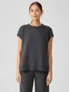 Eileen Fisher Peruvian Organic Cotton Crimp Crew Neck Top In Gray