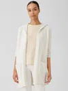 Eileen Fisher Peruvian Organic Cotton Crimp Hooded Cardigan In Neutral