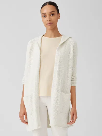 Eileen Fisher Peruvian Organic Cotton Crimp Hooded Cardigan In Neutral