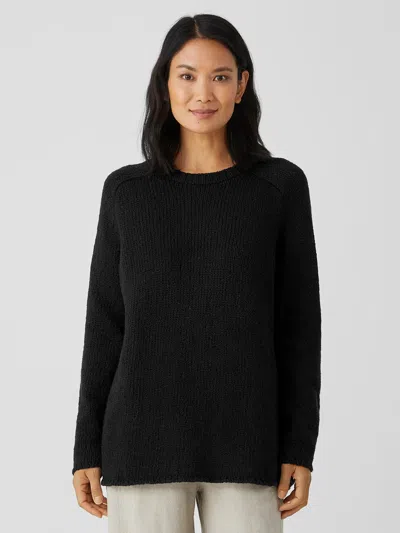 Eileen Fisher Peruvian Organic Cotton Crimp Top In Black