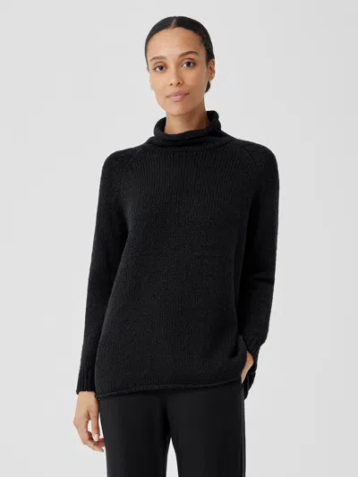 EILEEN FISHER PERUVIAN ORGANIC COTTON CRIMP TURTLENECK TOP