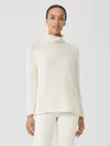 Eileen Fisher Peruvian Organic Cotton Crimp Turtleneck Top In White