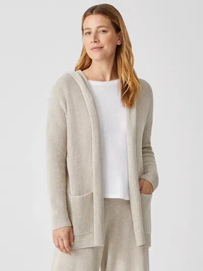 Eileen Fisher Peruvian Organic Cotton Hooded Cardigan In Green