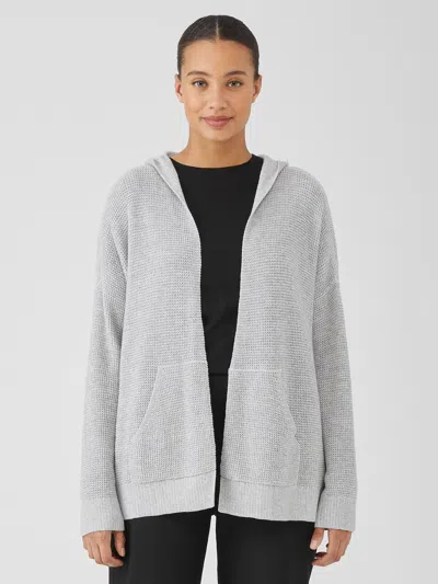 Eileen Fisher Peruvian Organic Cotton Hooded Cardigan In Gray
