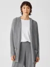 Eileen Fisher Peruvian Organic Cotton Hooded Cardigan In Gray
