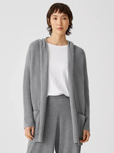 Eileen Fisher Peruvian Organic Cotton Hooded Cardigan In Gray