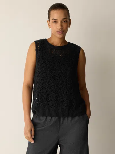 Eileen Fisher Peruvian Organic Cotton Slub Jewel Neck Tank In Blackberry