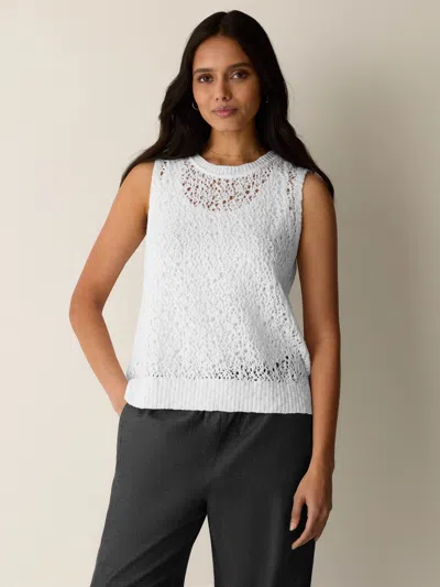 Eileen Fisher Peruvian Organic Cotton Slub Jewel Neck Tank In White