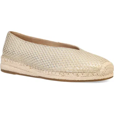 Eileen Fisher Petals Metallic Leather Wedge Espadrilles In Platinum