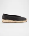 Eileen Fisher Petals Leather Espadrilles In Black