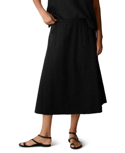 Eileen Fisher Petite A-line Flared Midi Skirt In Black