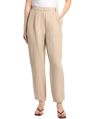 Eileen Fisher Petite Ankle Pleated Silk & Linen-blend Pant In Brown