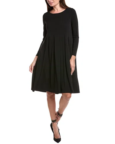 Eileen Fisher Petite Ballet Neck Silk Midi Dress In Black